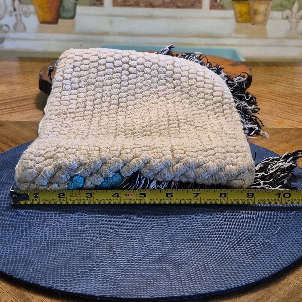 Cost Plus World Market Cream Fabric with Zipper Boho Inspired Clutch/Make Up Bag